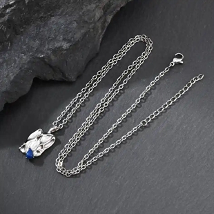 Urban Stahl mit Blauem Stein Anhänger – Edge Design