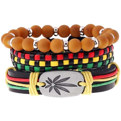 Leaf Cannabis 3er Set Armbänder 