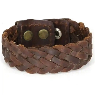 Geflochtenes Lederarmband für Herren aus braunem echtem Leder – Rustic Braid