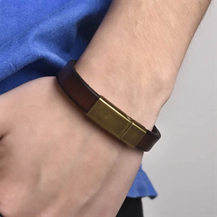 Netri Lederarmband mit bronzefarbenem Magnetverschluss