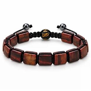 Lhasa – rotbraunes Makramee-Armband für Männer