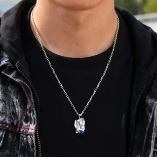 Urban Stahl mit Blauem Stein Anhänger – Edge Design