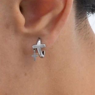 Herrenohrring aus Edelstahl mit Doppelkreuzdesign