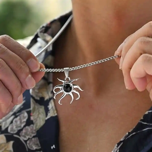 Herren Halskette aus Edelstahl mit Oktopus Anhänger