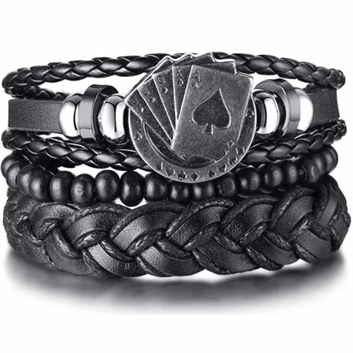 Poker schwarz 3 Armbänder in einem.