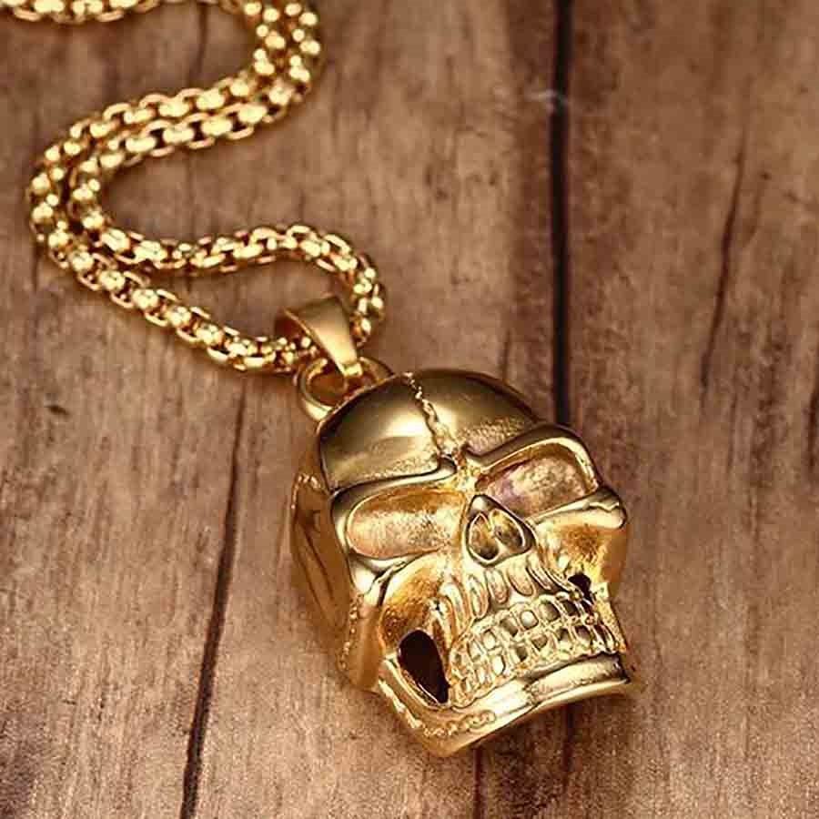 Goldene Totenkopf-Halskette