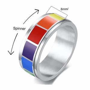 Spinning Pride Ring in Regenbogenfarben