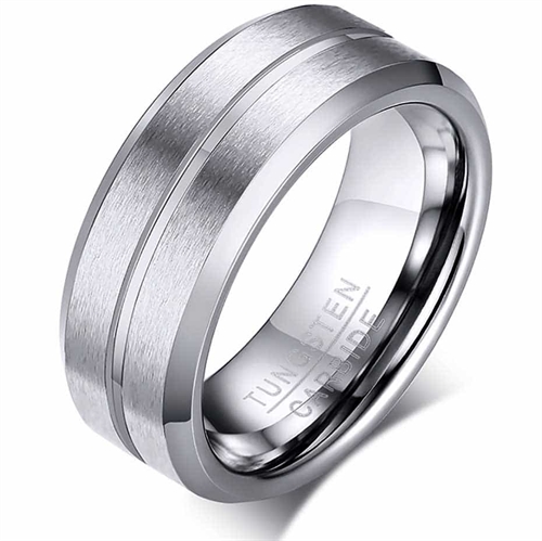 Ring aus Wolfram mit dünner Linie