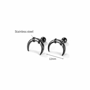Horn-Ohrring schwarzer Stahl