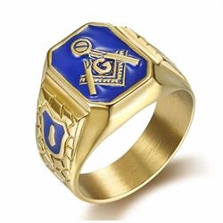 Ring mit blauem Band aus Titan und blauem Mantel