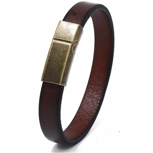 Netri Lederarmband mit bronzefarbenem Magnetverschluss