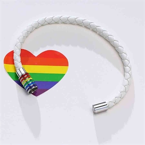 Weißes Pride-Armband in Regenbogenfarben