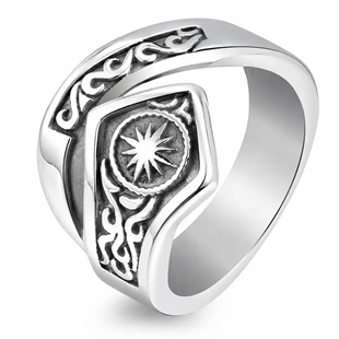 Nordisches Sternsymbol Herrenring aus 316L Edelstahl