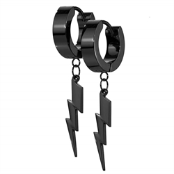 Schwarzer Blitz-Ohrring aus edlem Stahl