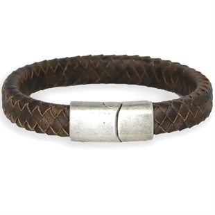Oxy Major Braunes Lederarmband mit mattiertem Stahlverschluss