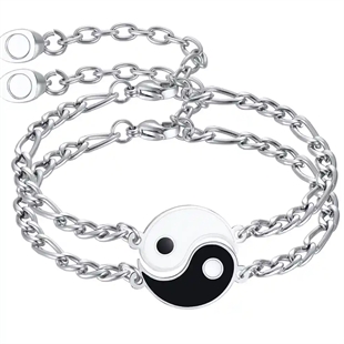 Yin und Yang Partnerarmbänder aus Edelstahl.