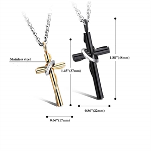 Gold/Schwarz - Kreuz-Halskettenpaar