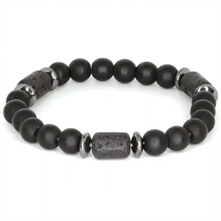 schwarzes Perlenarmband für Herren