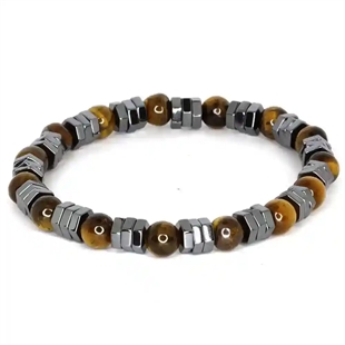 Tiger – Herrenarmband mit Tiger Eye und Hematit 8 mm