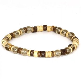 Perlenarmband mit Kokos und Quarzsteinen – 6 mm (ca. 20 cm)