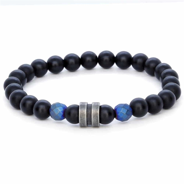 Blaues Gesicht Perlenarmband mit oxy. Stahl