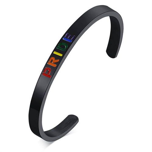 Schwarzes Bangle Pride-Armband aus rostfreiem Stahl.