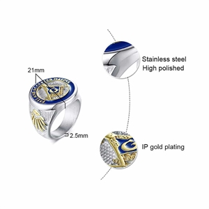 Freimaurer Herrenring aus rostfreiem Stahl und einzigartigem Design