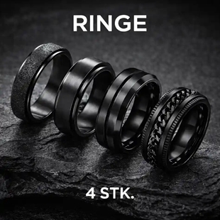 Vier schwarze Ringe - Herrenringe 4-tlg.