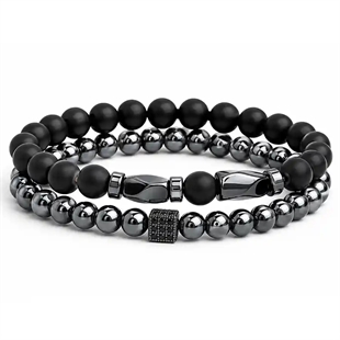 Noir Hematit Armbandset – Schwarz & Gunmetal