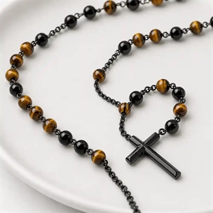 San Luca Nero / Rosenkranz mit tigereye Perlen
