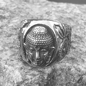 Buddha Biker Ring aus Edelstahl