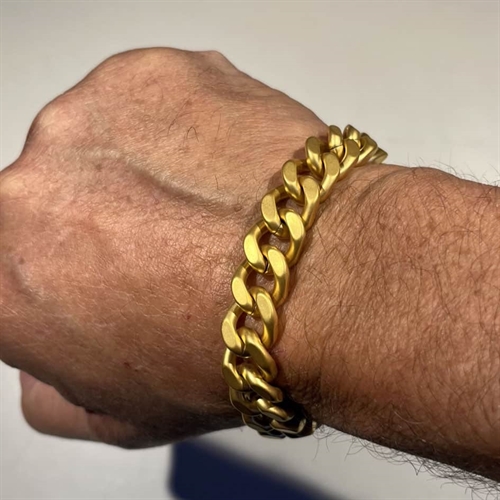 Mattgoldenes quadratisches Armband aus Edelstahl / 1,2 cm