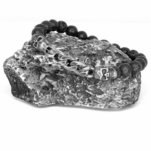 Herrenarmband Perlen lava