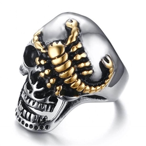 Totenkopf Skorpion Ring