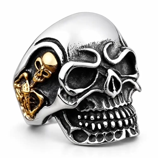 Doppio Teschio – Skull-Bikerring aus Edelstahl