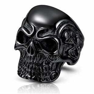 Obsidia Skull Ring – Schwarzer Herrenring aus Stahl