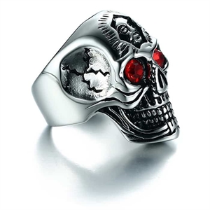 Rotes Auge Totenkopf - Biker Ring