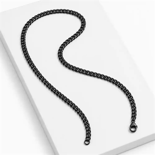 Romano schwarze Herrenhalskette aus Edelstahl, 5 mm