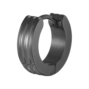 Herrenohrring in schwarzem IP-beschichtetem Edelstahl mit geriffeltem Design