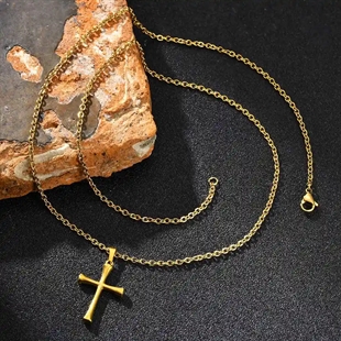 Golden Faith Kreuz Halskette Edelstahl