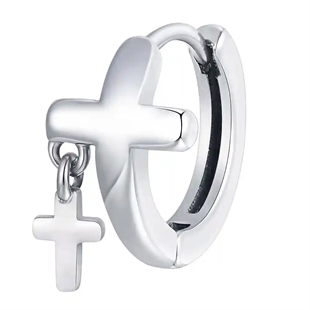 Herrenohrring aus Edelstahl mit Doppelkreuzdesign