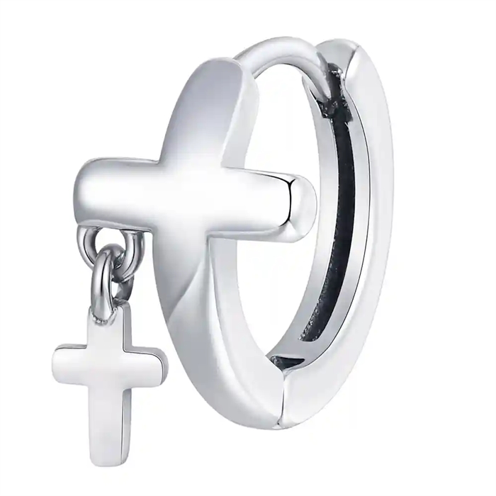 Herrenohrring aus Edelstahl mit Doppelkreuzdesign