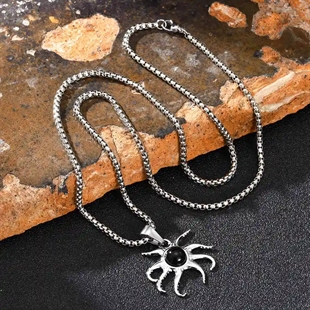 Herren Halskette aus Edelstahl mit Oktopus Anhänger