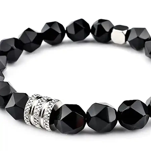 schwarzes Perlenarmband für Männer
