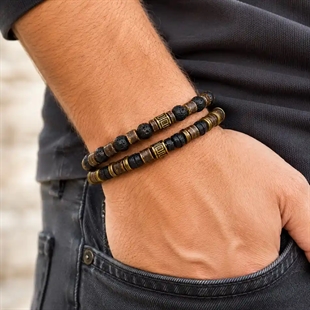 Lava Spirit – Herrenarmband aus Lava- und Natursteinen 6mm