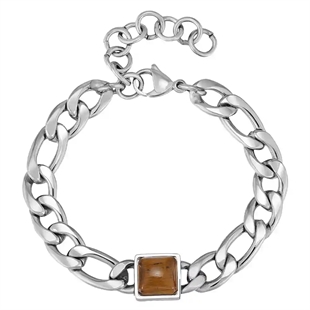 Herrenarmband aus Edelstahl mit quadratischem Tiger Eye-Stein und verstellbar