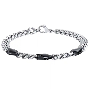 Herrenarmband aus Edelstahl mit schwarzen Details