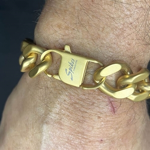XL Mattes goldenes quadratisches Armband aus Edelstahl / 1,6 cm
