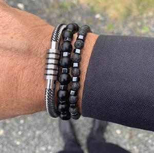 Armbandset 2 Stück / schwarze Perlen