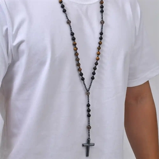 San Luca Nero / Rosenkranz mit tigereye Perlen